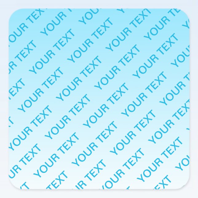 Sky Blue (changeable colour!) Ombre & Text Pattern Square Sticker (Creator Uploaded)