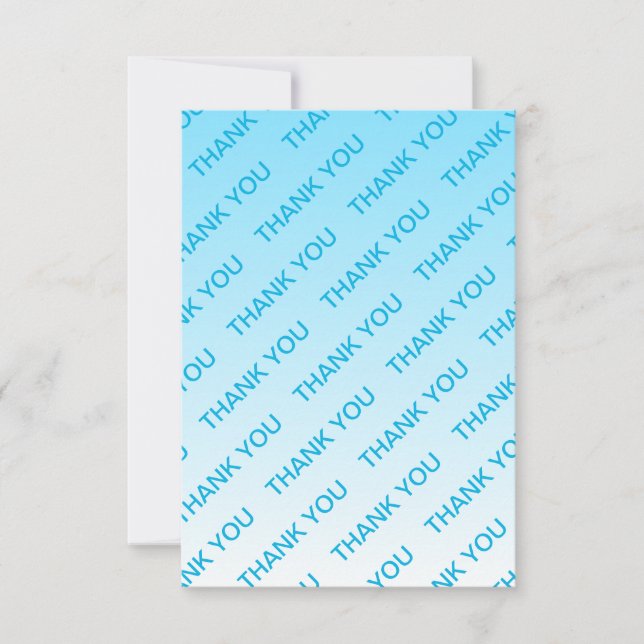 Sky Blue (changeable colour!) Ombre & Text Pattern Thank You Card (Front)