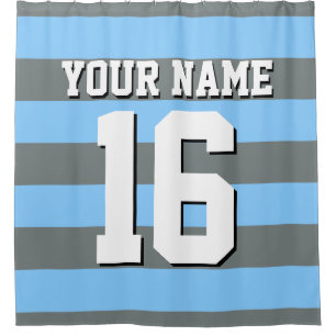Sky Blue Charcoal Sports Jersey Preppy Stripe
