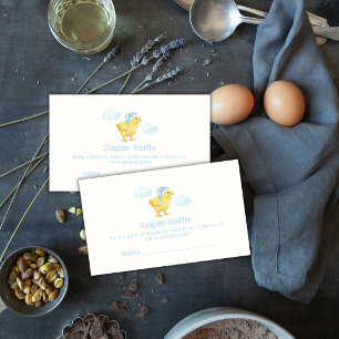 Sky Blue Chicken Cloud Diaper Raffle Baby Shower Enclosure Card