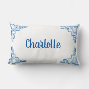 Sky Blue Chinoiserie Name Lumbar Pillow