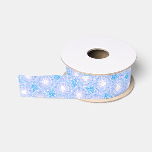 Sky blue circles pattern grosgrain ribbon