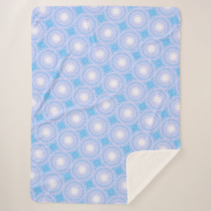 Sky blue circles pattern sherpa blanket