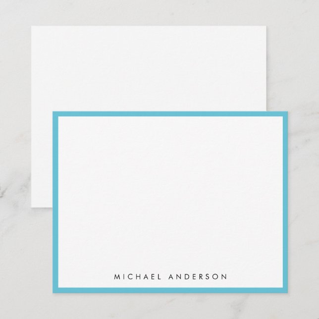 Sky Blue Classic Border Correspondence     Card (Front/Back)