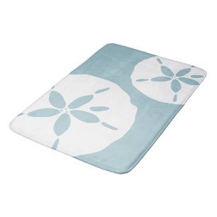 Sky Blue Coastal Beach Nautical Sand Dollar Bath Mat
