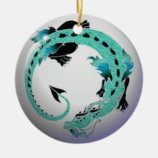 Sky Blue Coiled Dragon Ceramic Ornament