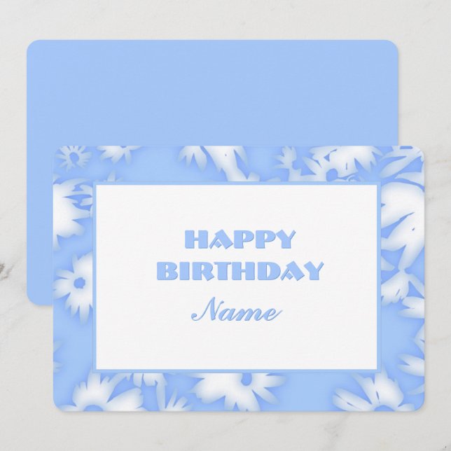 Sky Blue Color Me Daisies Carte Anniversaire (Devant / Derrière)