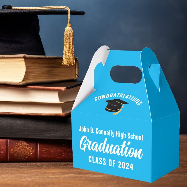 Sky Blue Congratulations Graduate Cute Graduation Favor Box (Creator Uploaded)