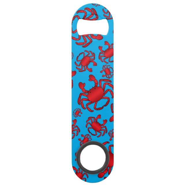 Sky blue crab pattern speed bottle opener (Front)