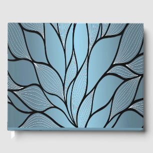 Sky Blue Creative Leave Pattern Guest Book