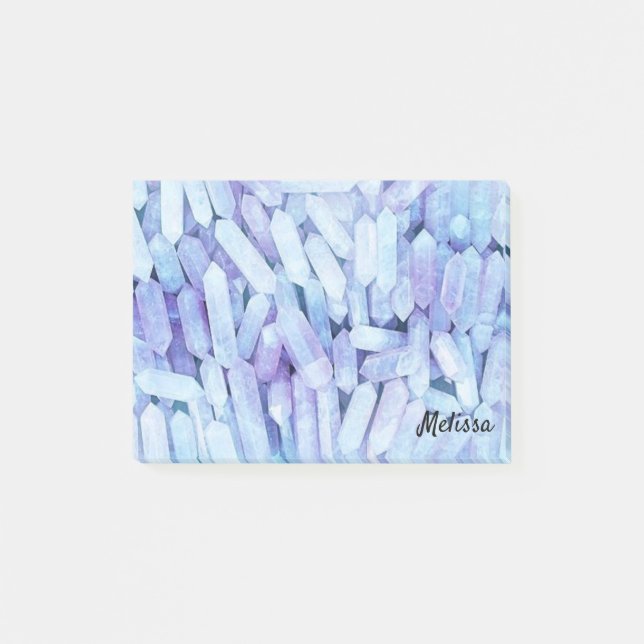 Sky Blue Crystals Personalize Name Post-it Notes (Front)