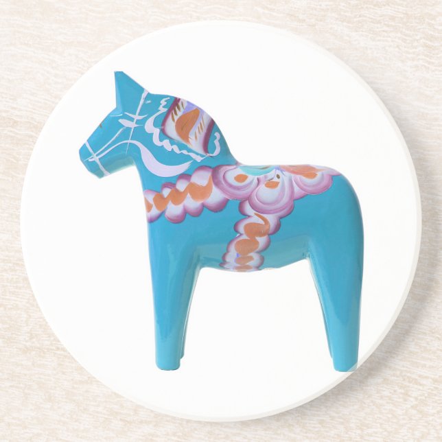 Sky Blue Dala Horse Coaster (Front)