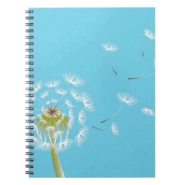 Sky Blue dandelion floral nature Notebook (Front)