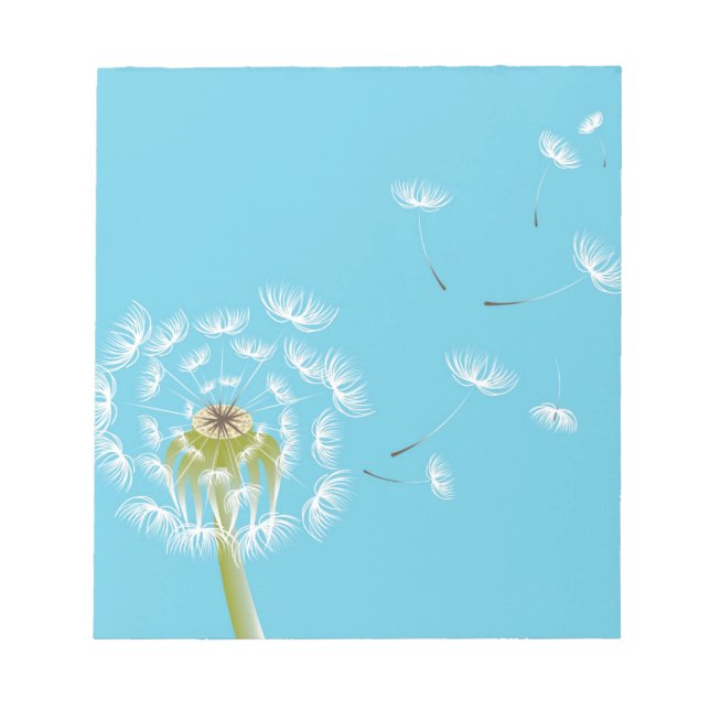 Sky Blue dandelion floral nature Notepad (Front)