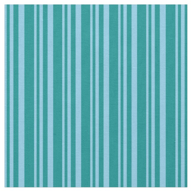 Sky Blue & Dark Cyan Coloured Stripes Fabric (Close Up)