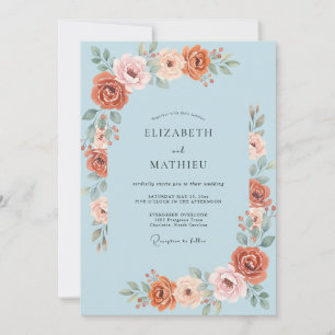 Sky Blue Delicate Terracotta Wedding Invitation
