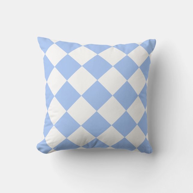 Sky Blue Diamond Pattern Throw Pillow (Front)