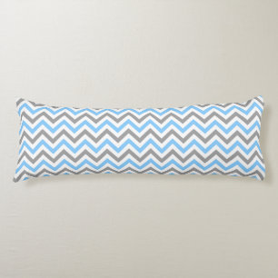 Sky Blue, Dk Grey Wht Large Chevron ZigZag Pattern Body Pillow