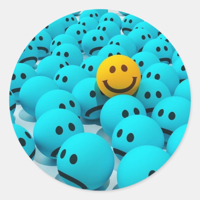 Sky blue emoji  classic round sticker (Front)
