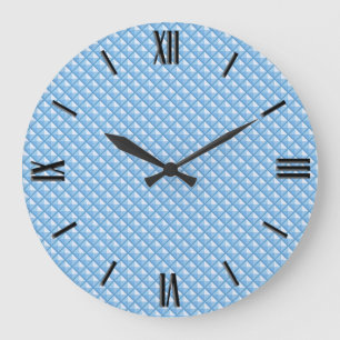 Sky blue, enamel look, studded grid large clock