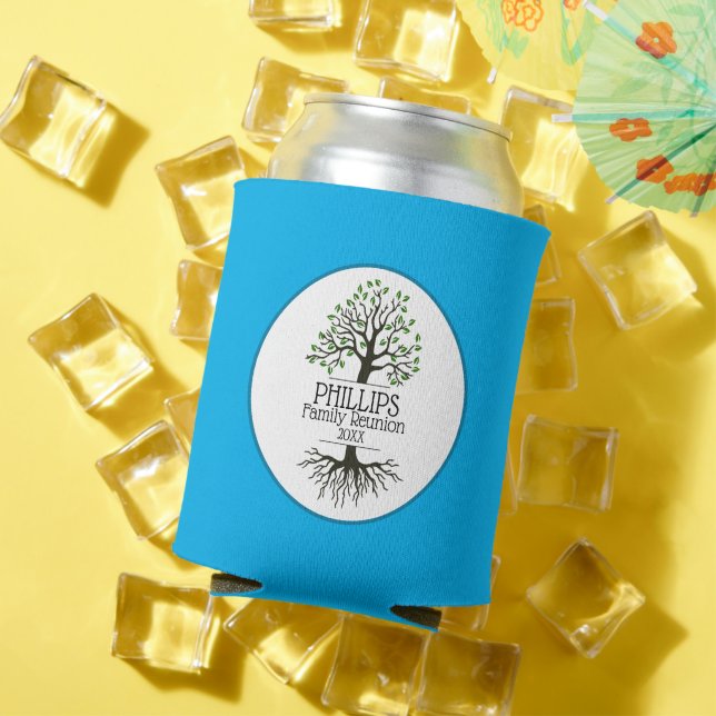 Sky Blue Family Tree Family Reunion Can Cooler (In Situ Summer)