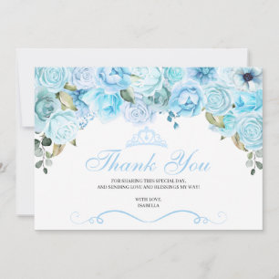 Sky Blue Floral Quinceanera Thank You