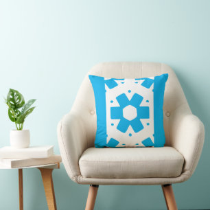 Sky Blue Flower Decor Minimal Throw Pillow