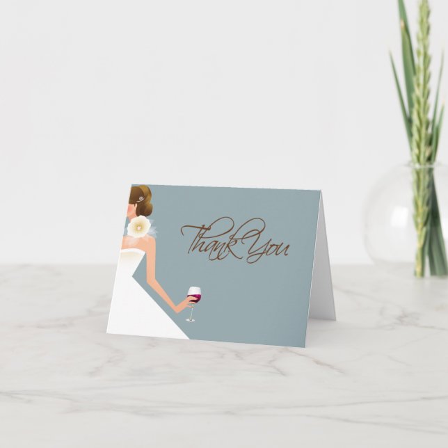 sky blue fold thank you note card bridal shower (Front)