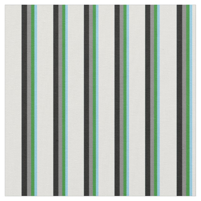Sky Blue, Forest Green, Grey, Black & Light Cyan Fabric (Close Up)