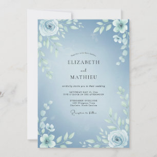 Sky Blue Frosty Winter Wedding Invitation