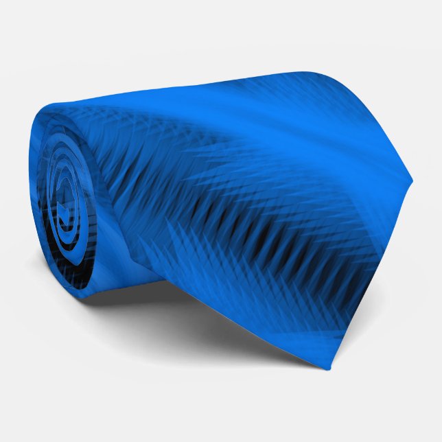 Sky Blue Futuristic Abstract Diagonal Pattern Art Tie (Rolled)