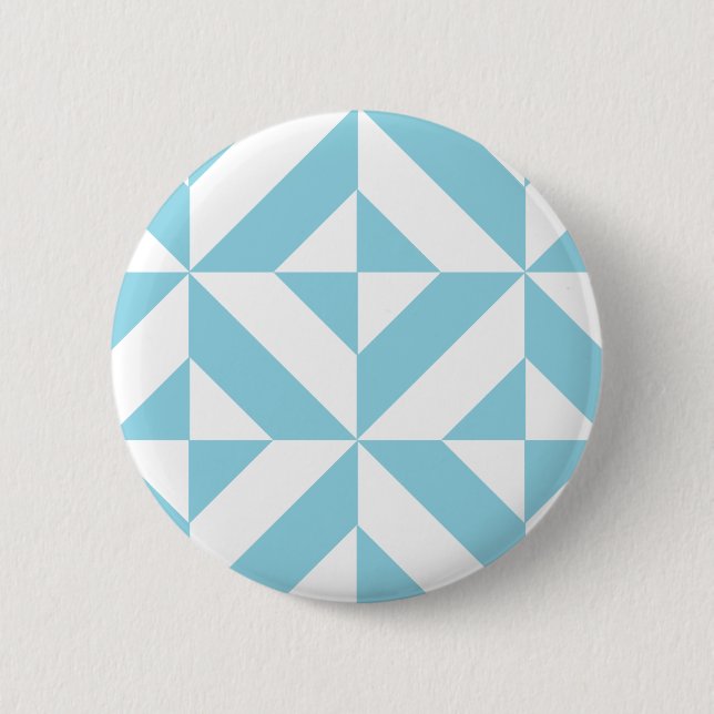Sky Blue Geometric Deco Cube Pattern 2 Inch Round Button (Front)