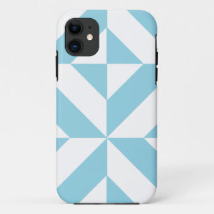 Sky Blue Geometric Deco Cube Pattern iPhone 11 Case