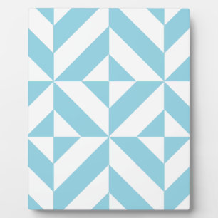 Sky Blue Geometric Deco Cube Pattern Plaque