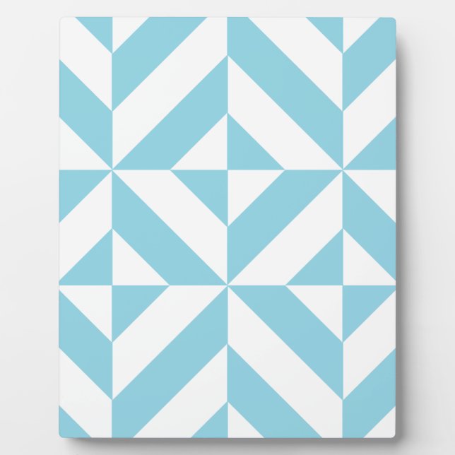 Sky Blue Geometric Deco Cube Pattern Plaque (Front)