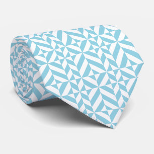 Sky Blue Geometric Deco Cube Pattern Tie