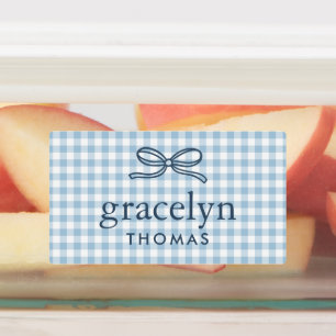 Sky Blue Gingham Bow Monogram