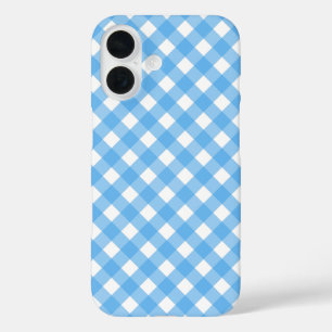 Sky blue gingham iPhone 16 case