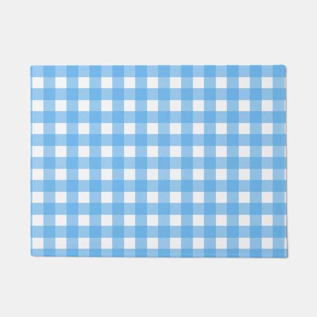 Sky blue gingham doormat (Front)