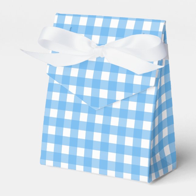 Sky blue gingham favor box (Front Side)