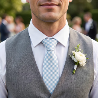 Sky Blue Gingham Tie