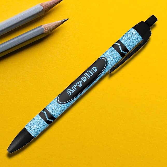 Sky Blue Glitter Crayon Custom Name Push Pen (Creator Uploaded)
