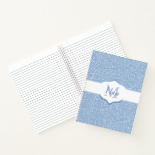 Sky Blue Glitter Monogram Notebook