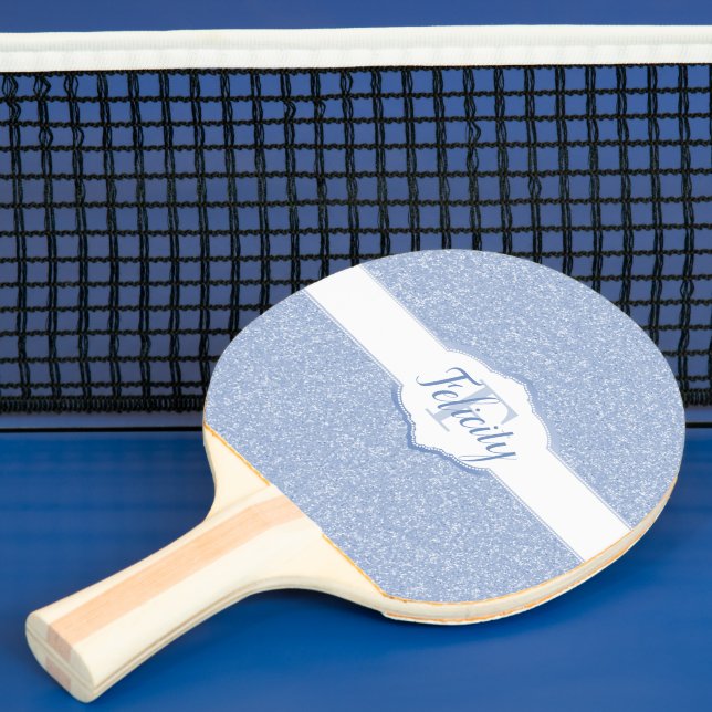Sky Blue Glitter Monogram Ping Pong Paddle (Insitu)