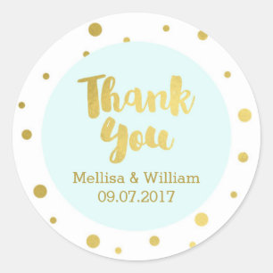 Sky Blue Gold Confetti Wedding Favour Tags