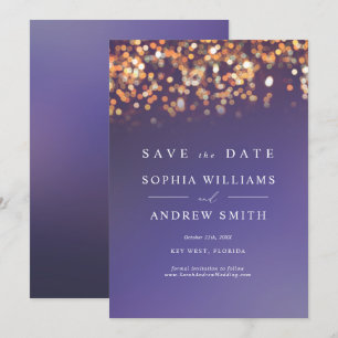 Sky Blue & Gold Save the Date Invitation