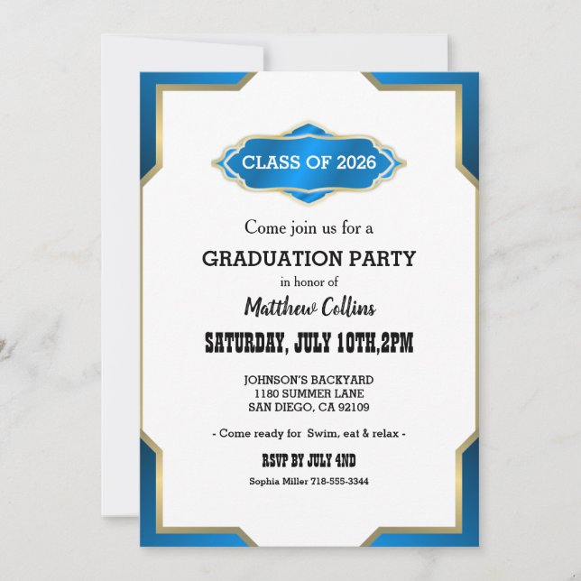 Sky Blue Graduation Invitation (Devant)