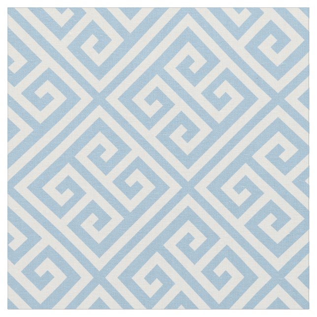 Sky Blue Greek Key Pattern Fabric (Close Up)