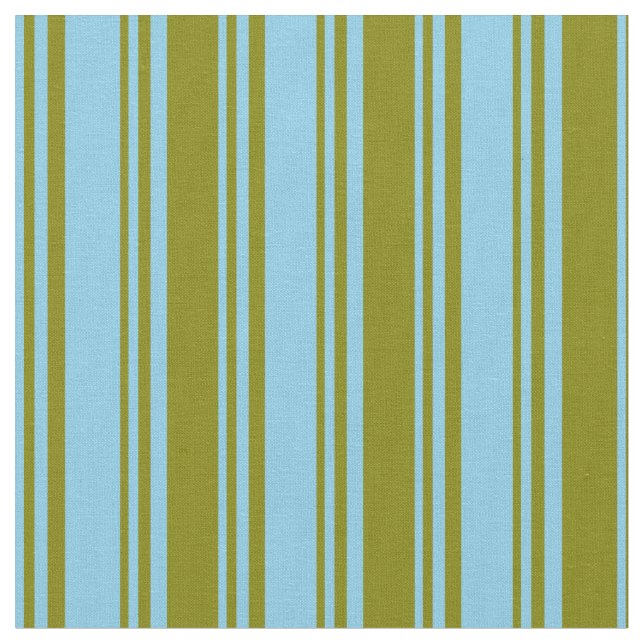 Sky Blue & Green Coloured Lined Pattern Fabric (Close Up)