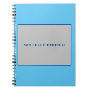 Sky Blue Grey Minimalist Plain Legible Modern Notebook